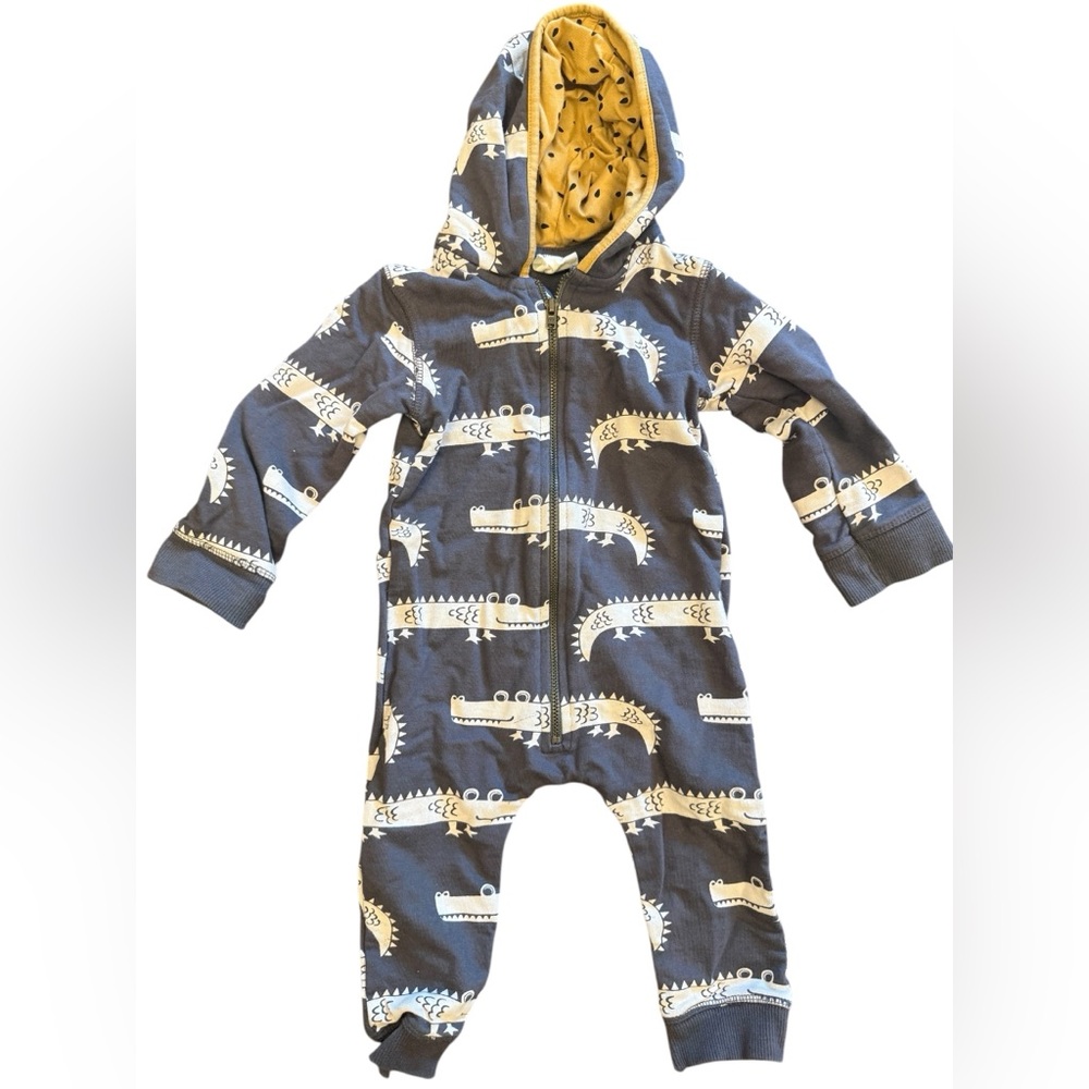 Turtledove London Navy & Mustard Crocodile Hooded One-Piece 12m